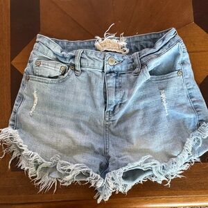 Altar'd State Light Blue Frayed Jean Shorts